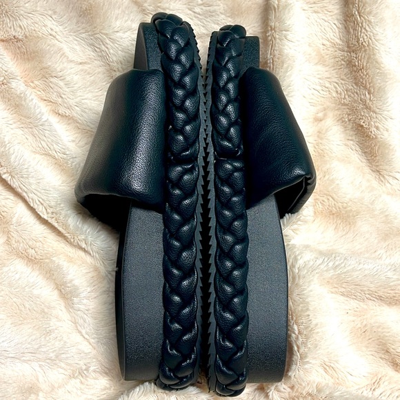 A NEW DAY PRIM BLACK BRAIDED PLATFORM SLIDE IN SANDALS SIZE 7 - Picture 6 of 12